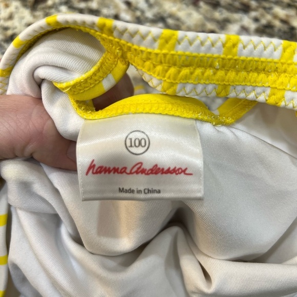 Hanna Andersson Striped Halter One Piece Bathing suit yellow 100 - size 4 - Picture 2 of 3